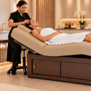Picture of HT Deluxe Walnut Spa Table with Storage Cabinet